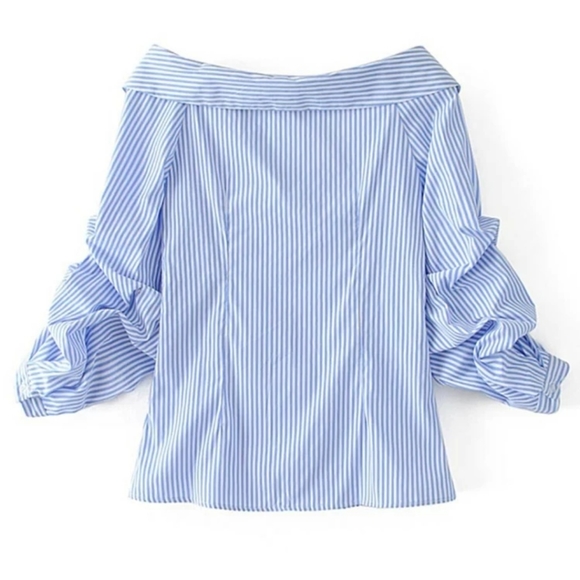 Striped Button Up Blouse - Picture 2 of 5